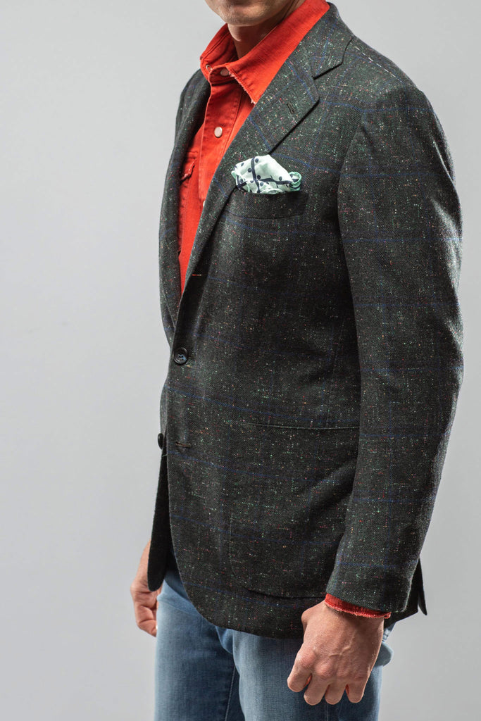 Meloni Cashmere Jacket In Green With Multi Donegal | Mens - Tailored - Sport Coats