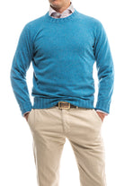 Denima Round Neck Sweater In Denim | Mens - Sweaters | Fioroni