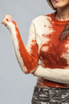 Claudia Cropped Round Neck Cable Sweater W/ Stains In Mango | Ladies - Sweaters | Avant Toi