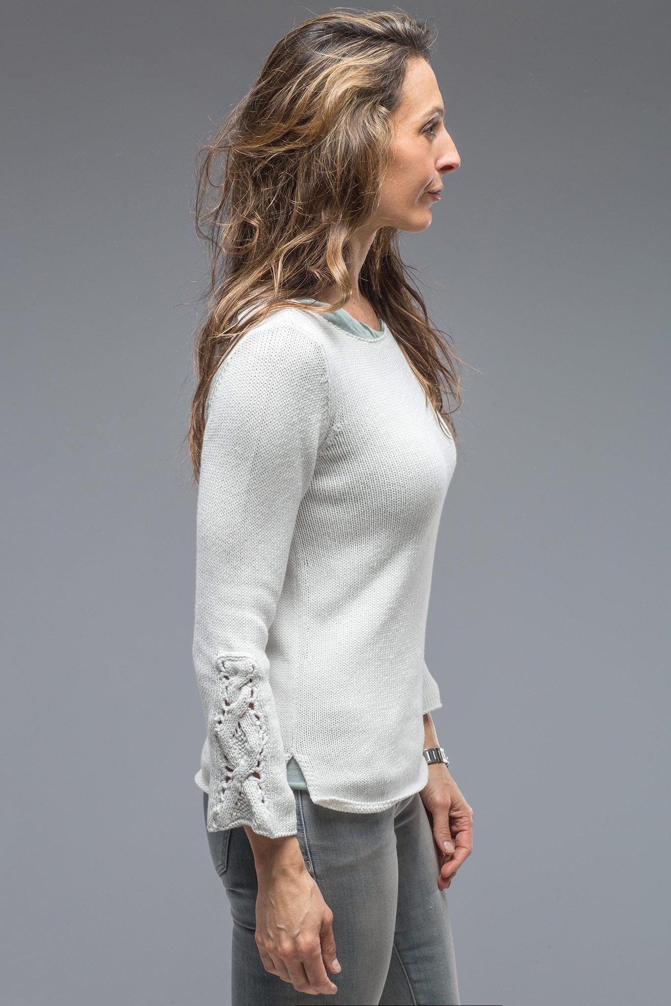 White cotton 2024 sweater ladies