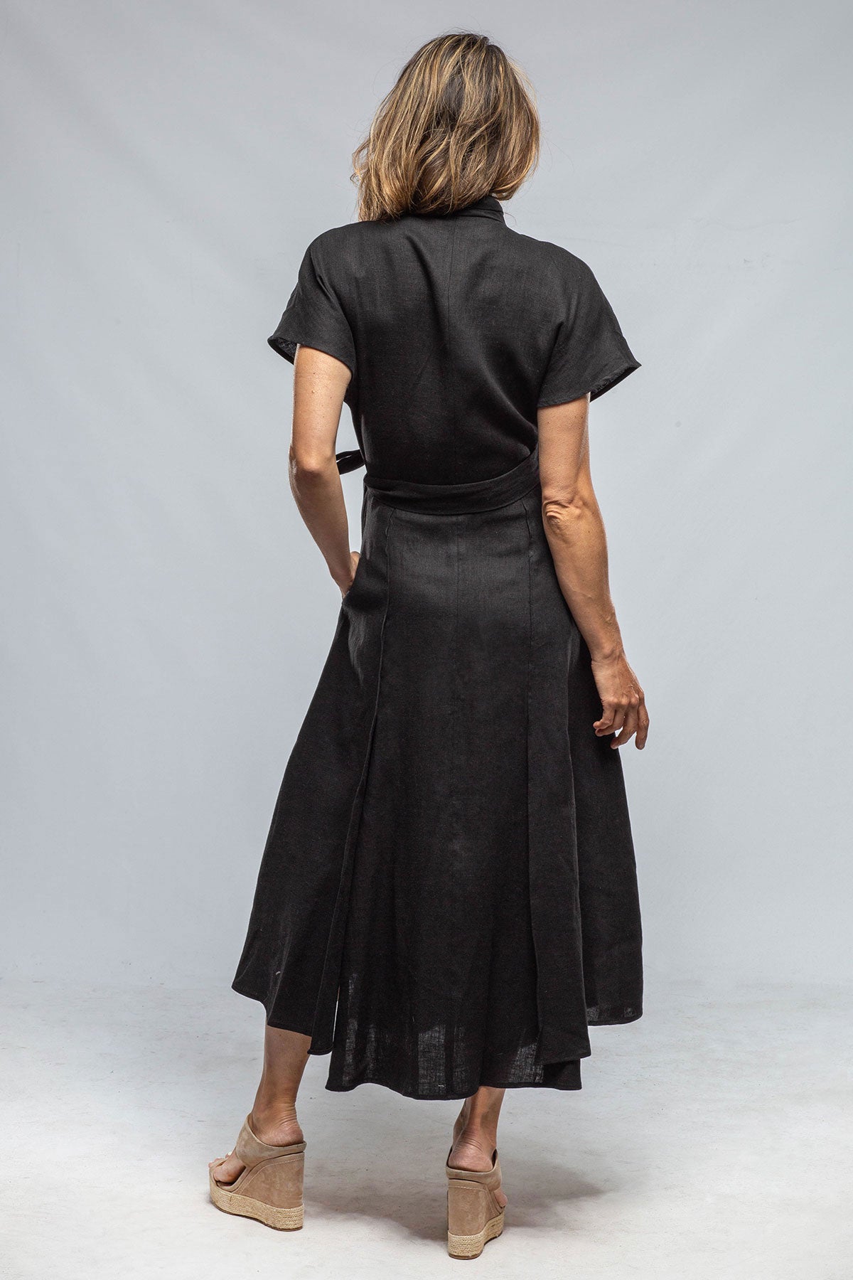 Provence Wrap Linen Dress In Black | Ladies - Dresses | VOZ