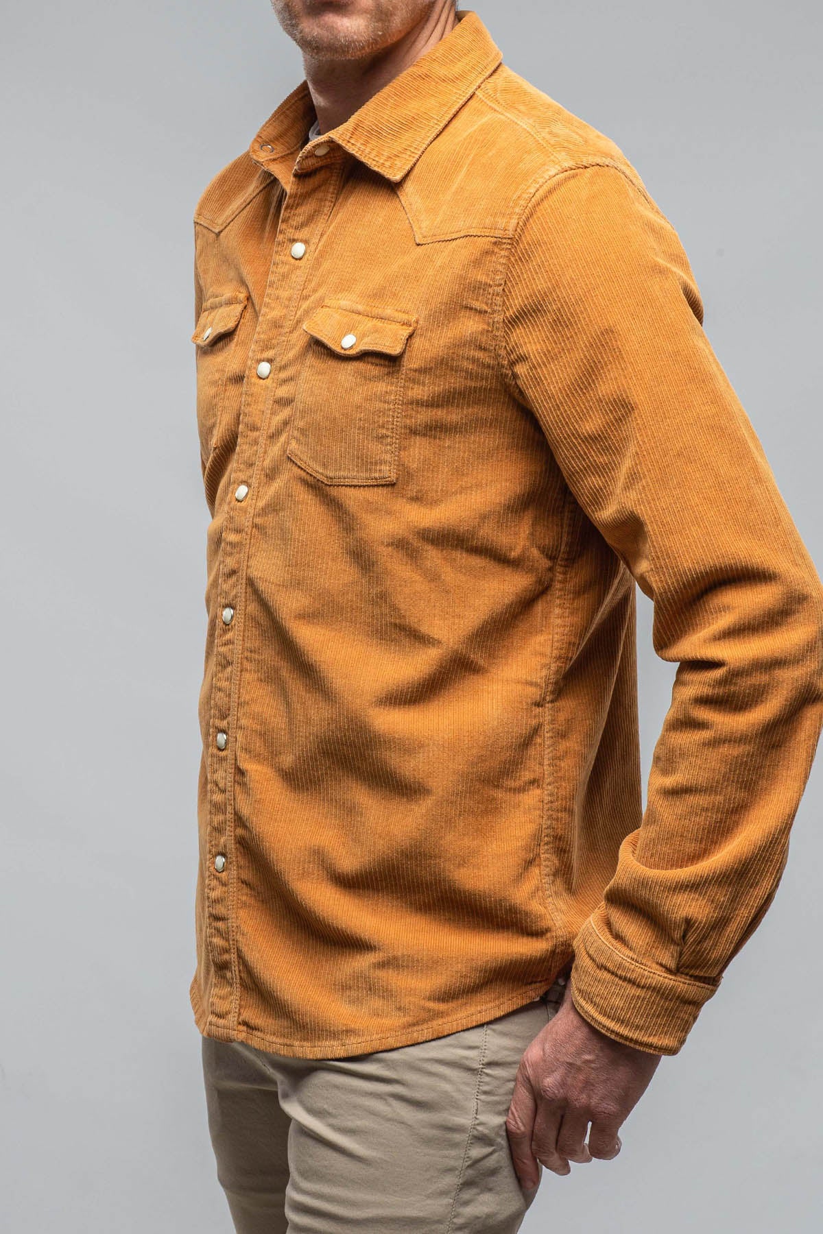 Brooks Corduroy Snap Shirt In Papaya | Mens - Shirts | Axels Premium Denim