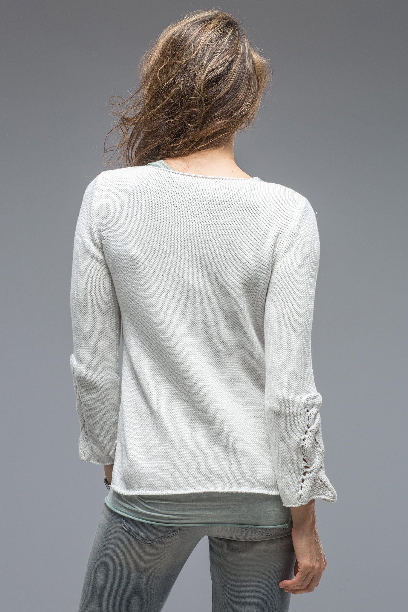 Eurus Cotton Sweater In Icy White | Ladies - Sweaters | Amina Rubinacci