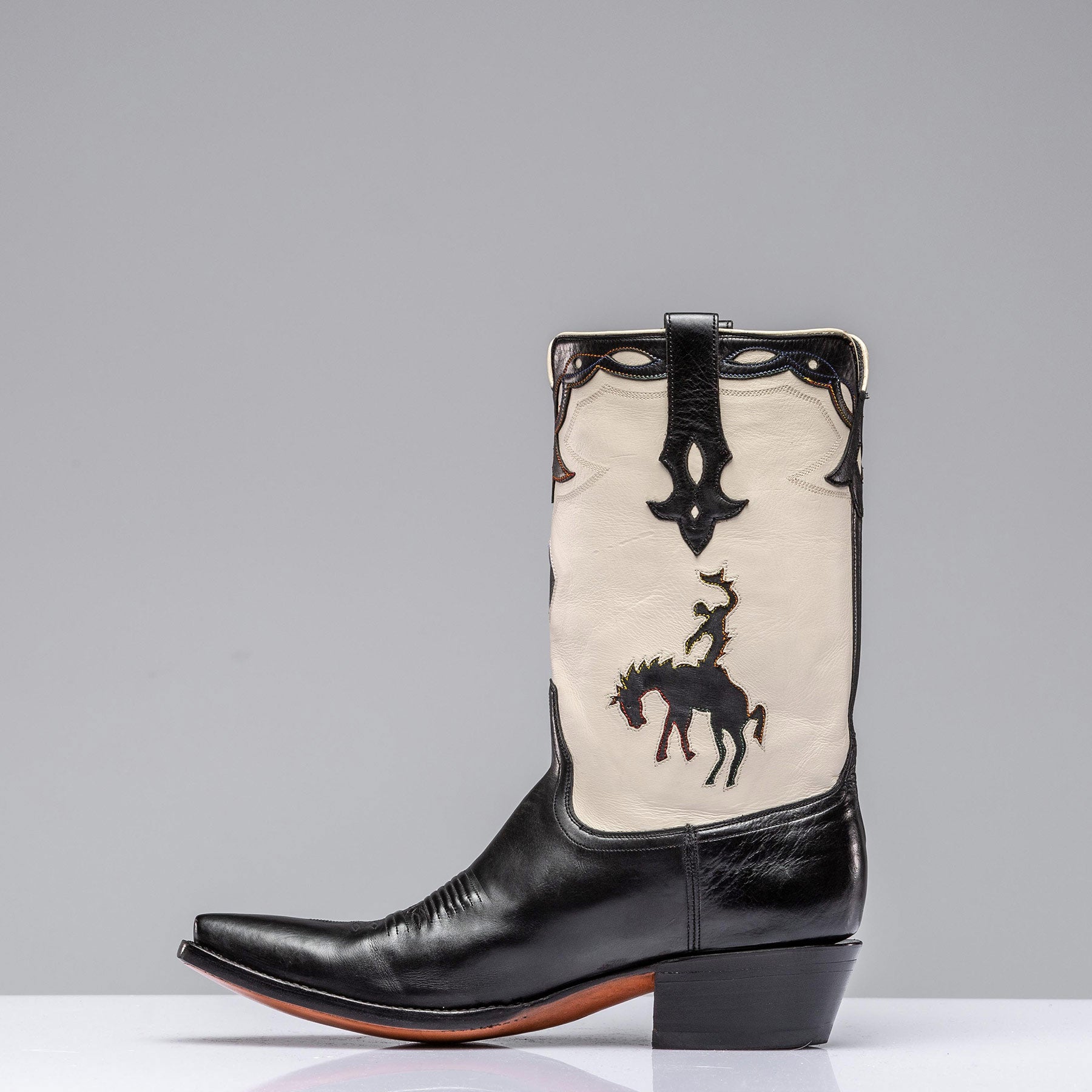 Big Bronc Boot In White And Black | Mens - Cowboy Boots | Stallion Boots