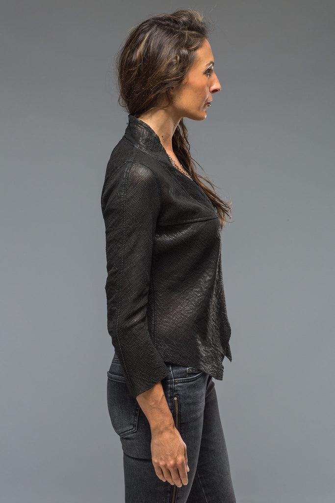 Maya Perforated Leather Shirt in Black | Ladies - Outerwear - Leather