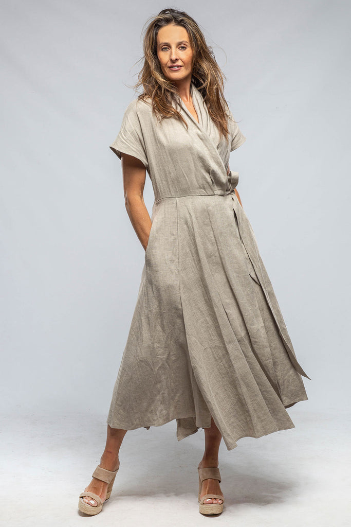 Provence Wrap Linen Dress In Taupe | Ladies - Dresses
