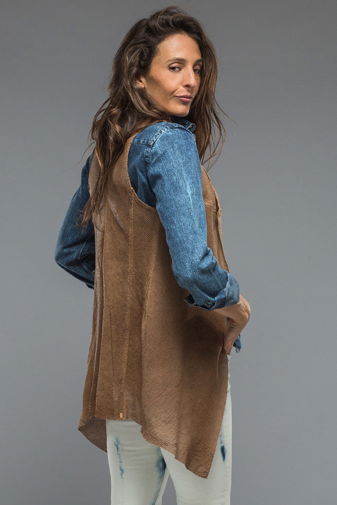 Dulce Long Vest in Beige | Ladies - Outerwear - Leather
