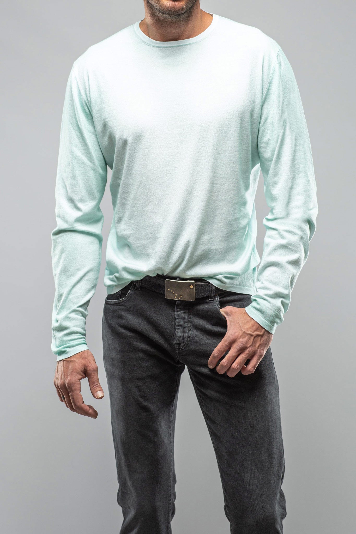 Charleston Stretch Crew Neck In Mint | Mens - Sweaters | Dune