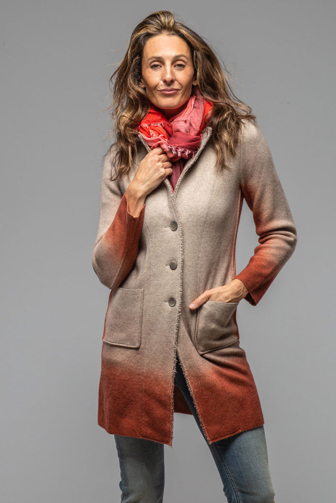 Luisa Long Cardigan W/ Colored Effect In Taupe/Brick | Ladies - Sweaters