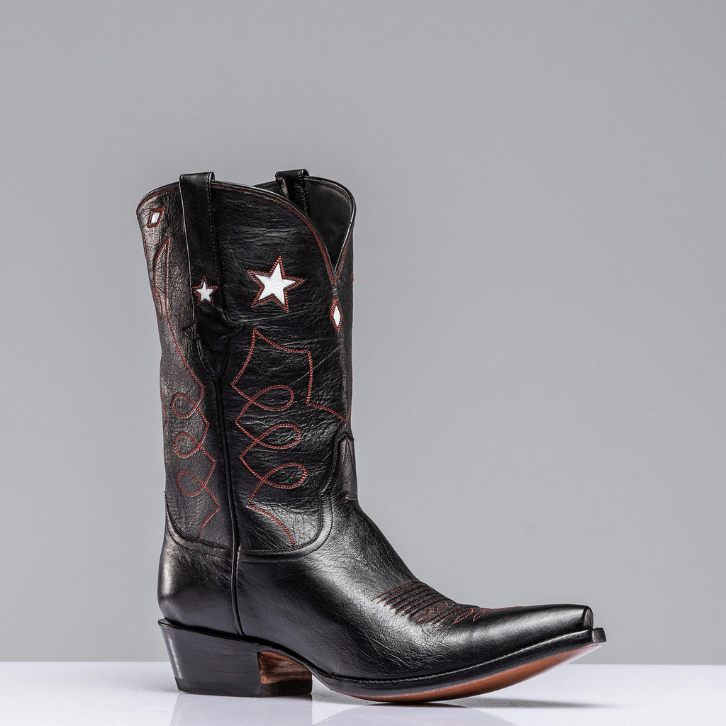 Black Goat w/ Star Inlay | Mens - Cowboy Boots