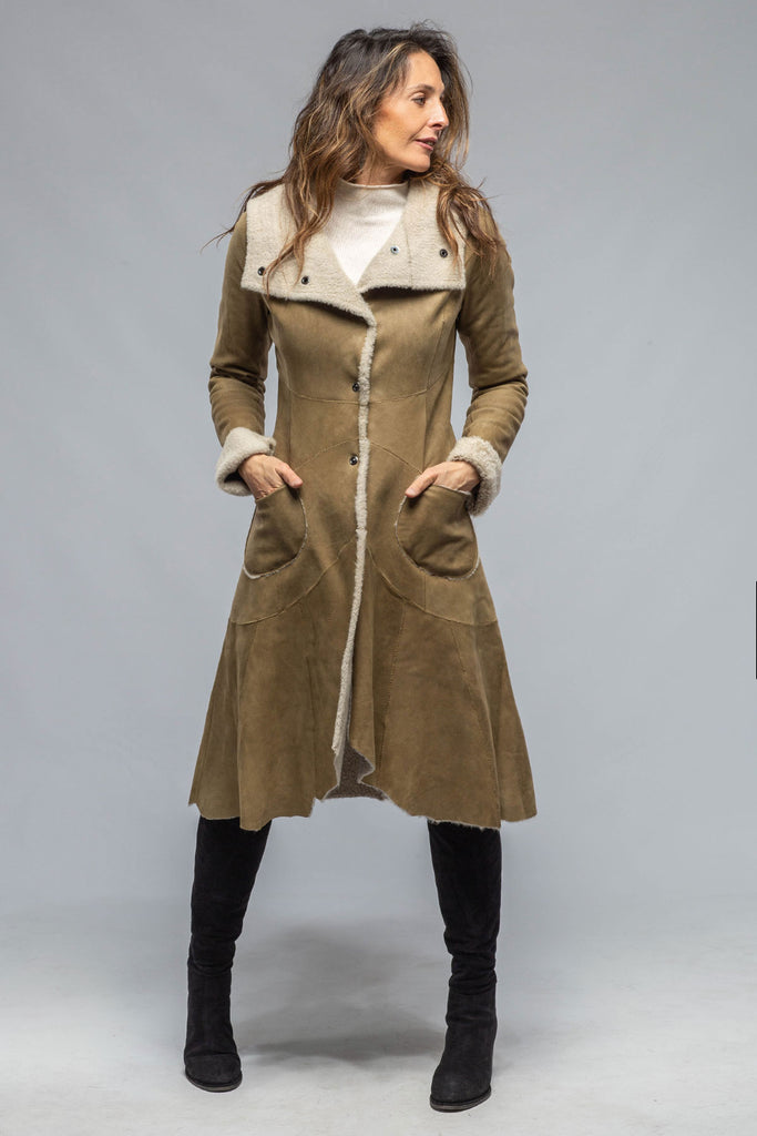 Nevica A-Line Hooded Shearling In Sand | Ladies - Outerwear - Shearling