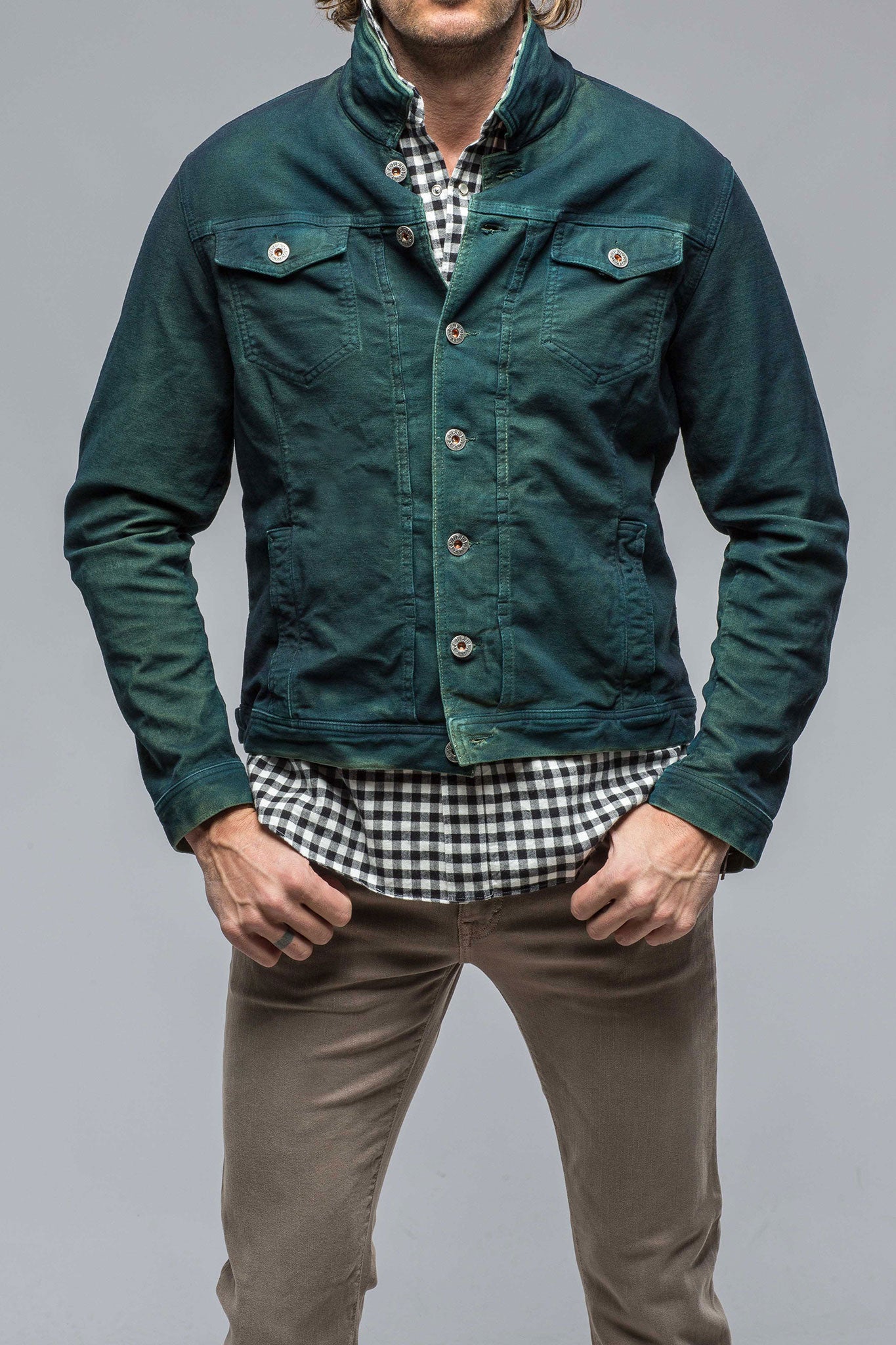 Buy Alberta Mens Khaki Green Denim Jacket – Blakely Clothing US