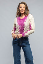 Chiara Cropped V-Neck Cardigan W/ Stains In Fucsia | Ladies - Sweaters | Avant Toi