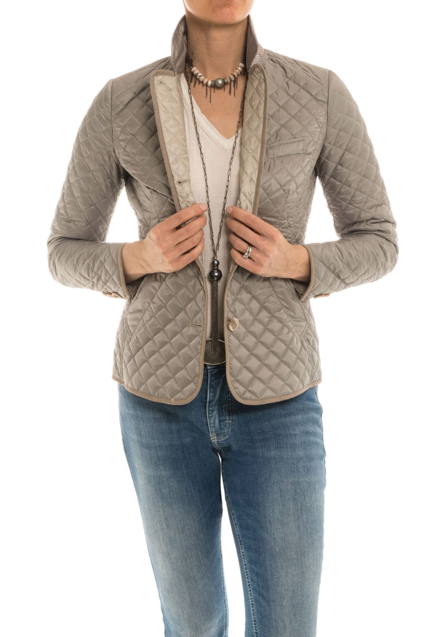 Rowan Quilted Jacket in Pearly Green | Ladies - Outerwear - Cloth | Gimo's