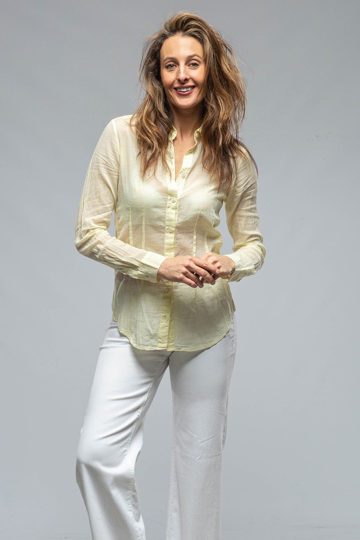 Dessina Darted Shirt In Pale Yellow | Ladies - Blouses | European Culture