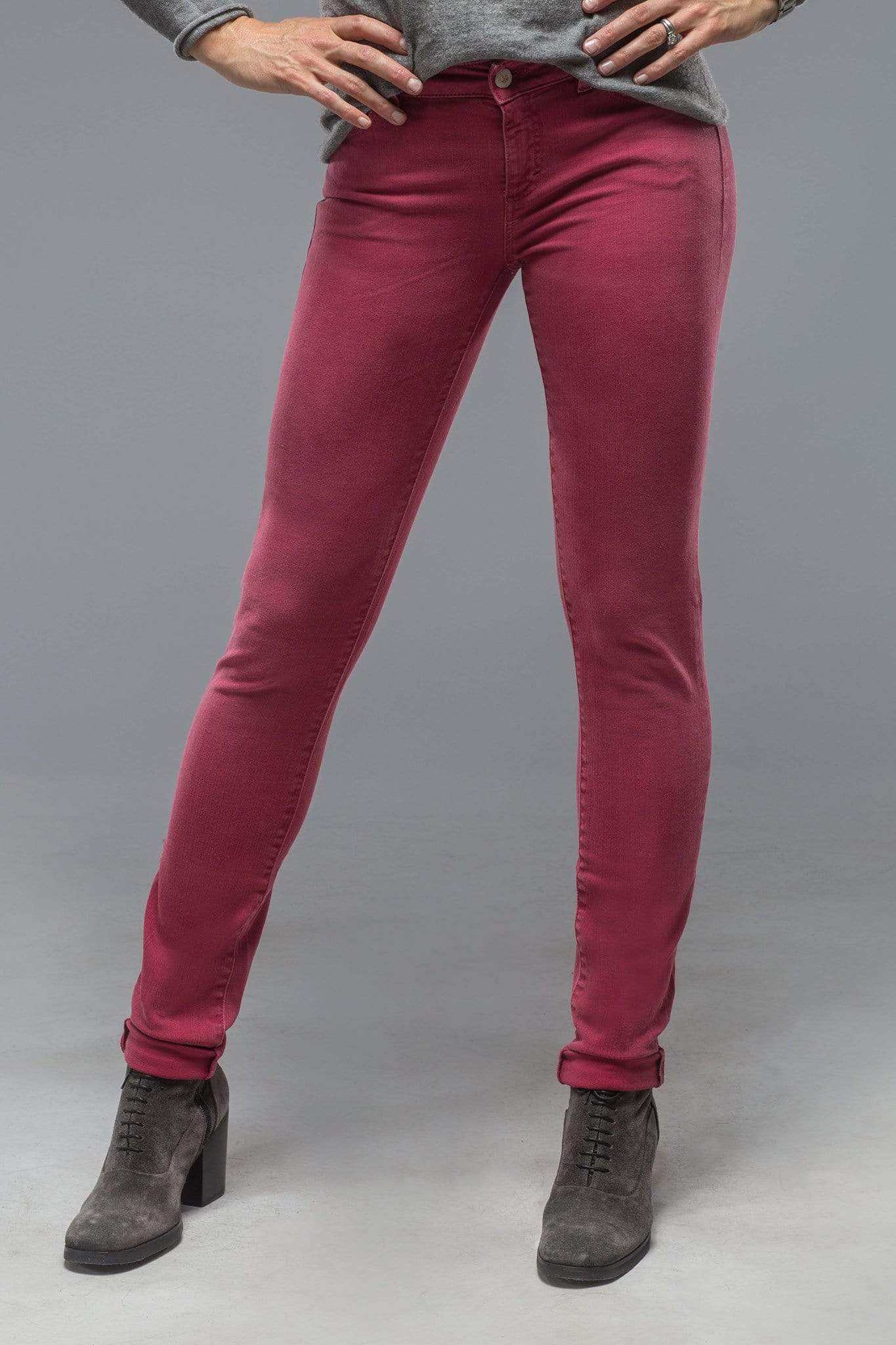 Women's Jeans Jeggings Five Pocket Stretch Denim Pants (Red, Large