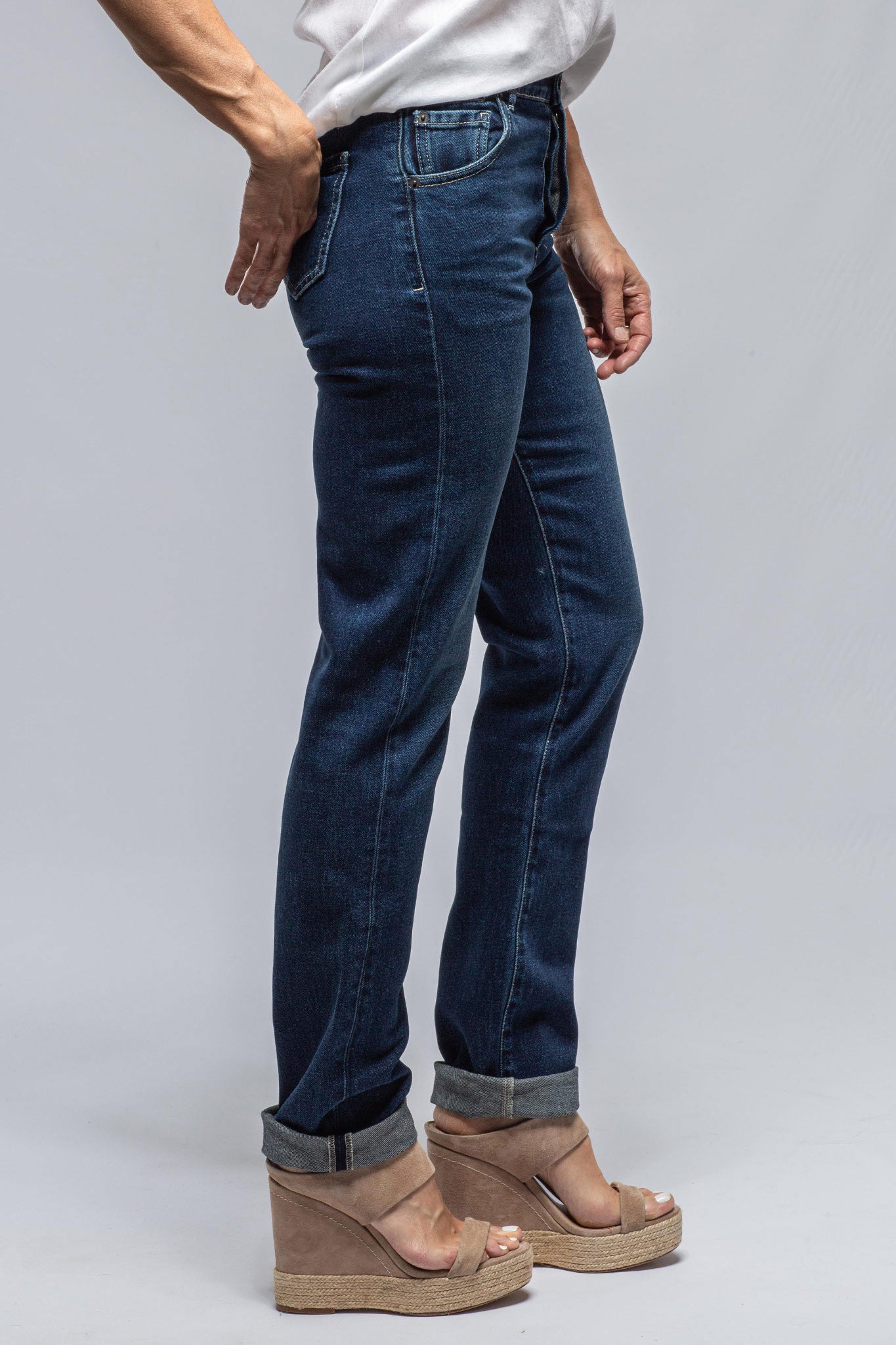 Axel's Premium Denim Amanda High Rise Straight Jean In Dark Blue Ladies - Pants - Jeans