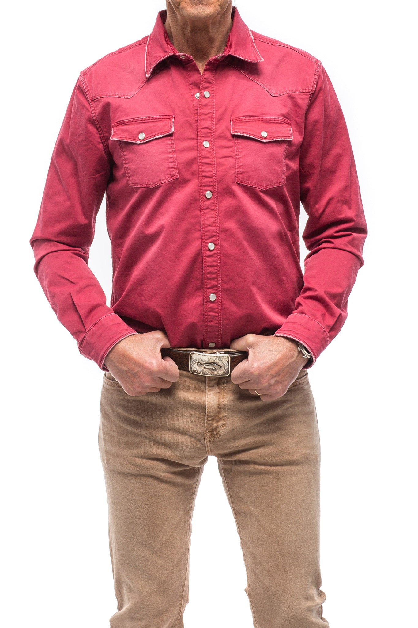 Axel's Premium Denim Cassidy Snap Shirt In Fragola Mens - Snap Shirts