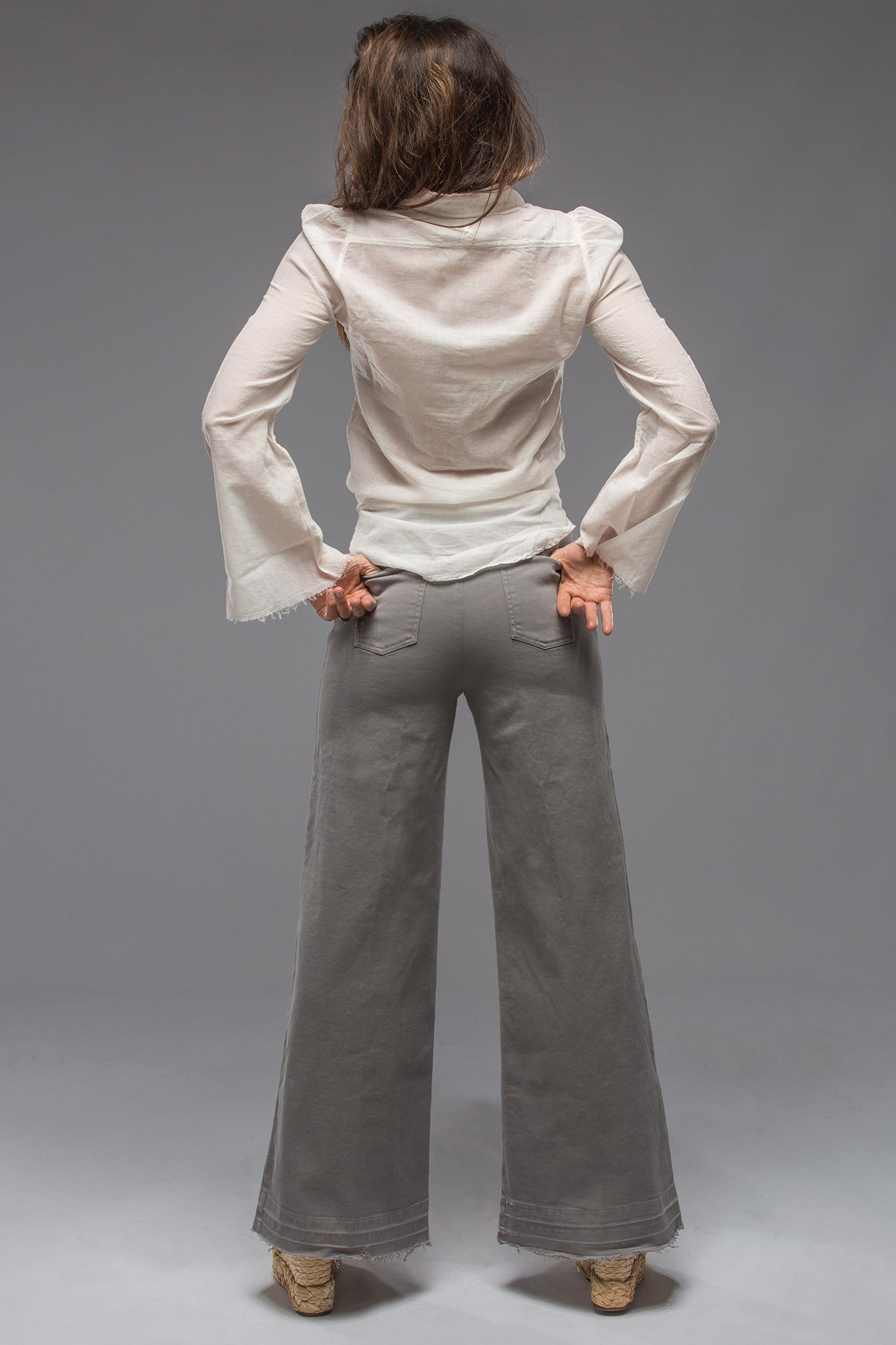 Elisabetta Wide Leg Jeans In Grey | Ladies - Pants | European Culture