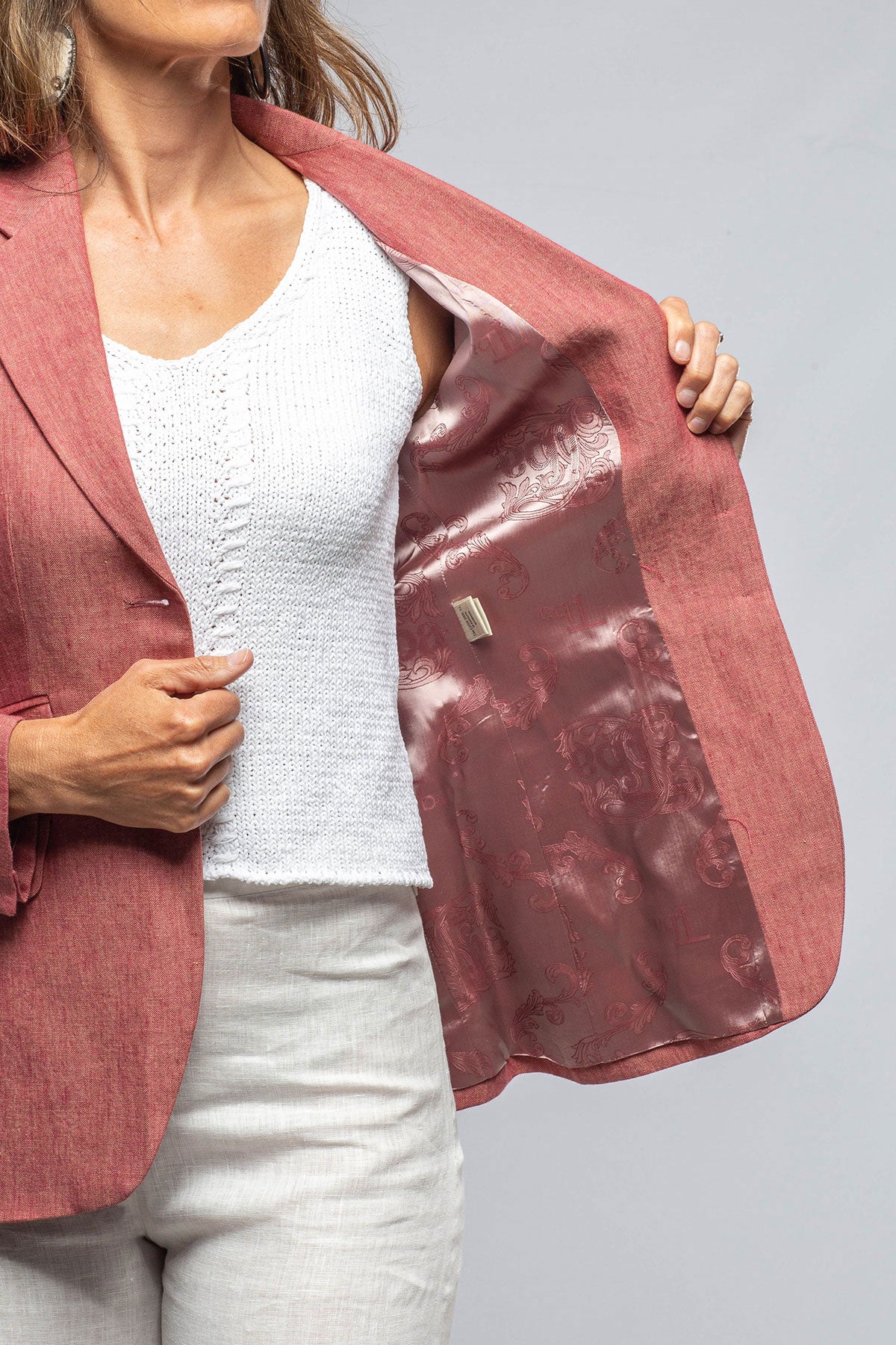 Giullia Hacking Jacket In Red Linen | Ladies - Tailored - Jackets | T.ba