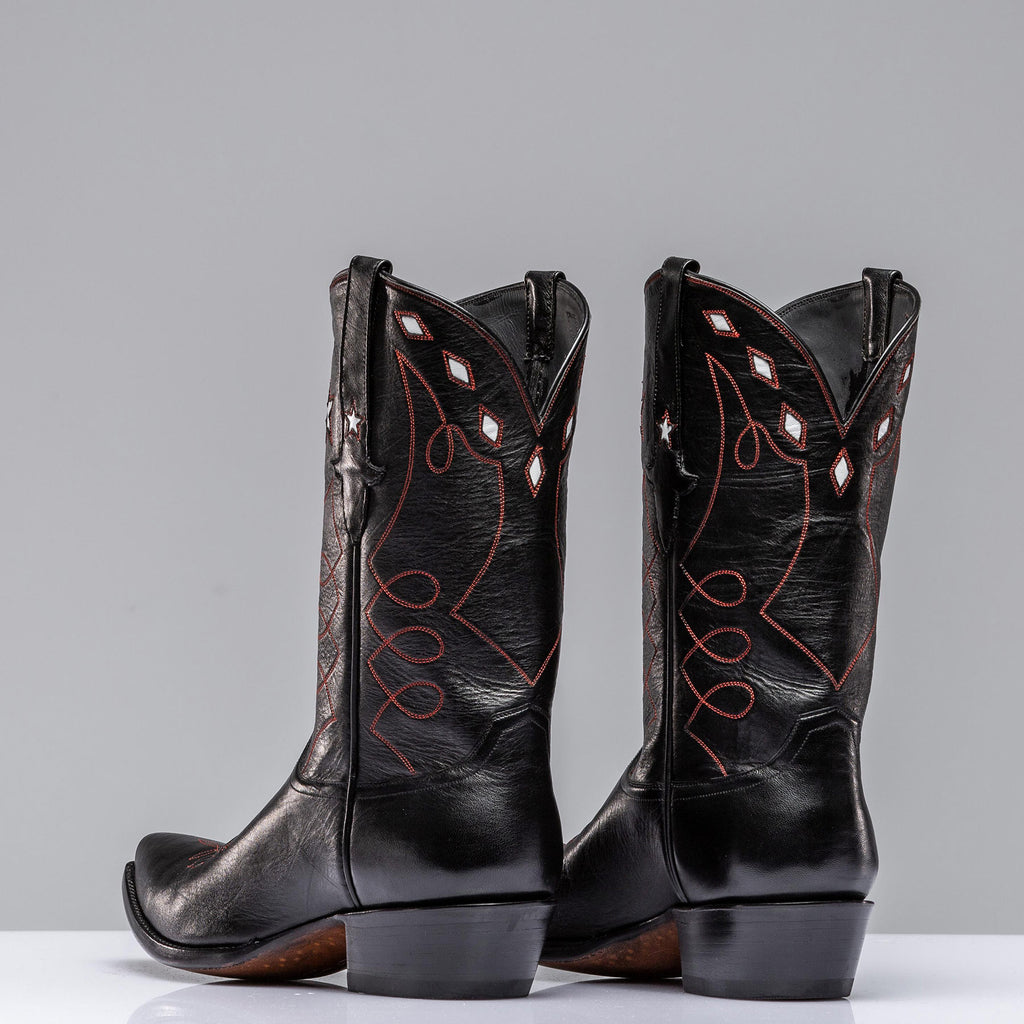 Black Goat w/ Star Inlay | Mens - Cowboy Boots