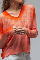 Vivi V-Neck Ribbed Sweater In Fire | Ladies - Sweaters | Avant Toi