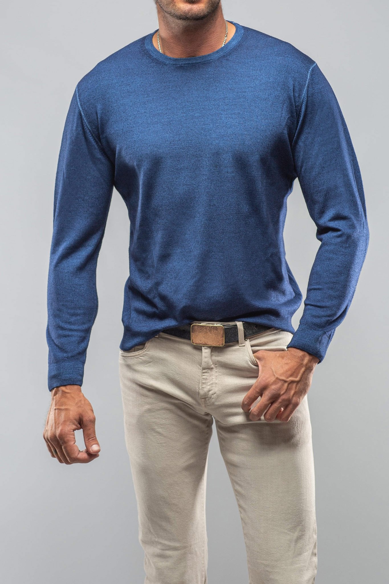 Crosby Merino Sweater In Blue | Mens - Sweaters | Dune