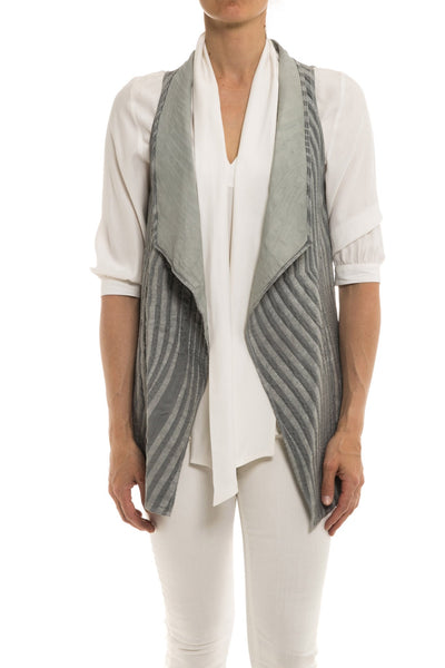 Kalahari Leather/Chiffon Vest in Pearl | Ladies - Tops | Dune