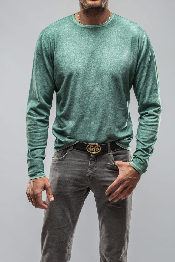 Charleston Stretch Crew Neck In Green | Mens - Sweaters