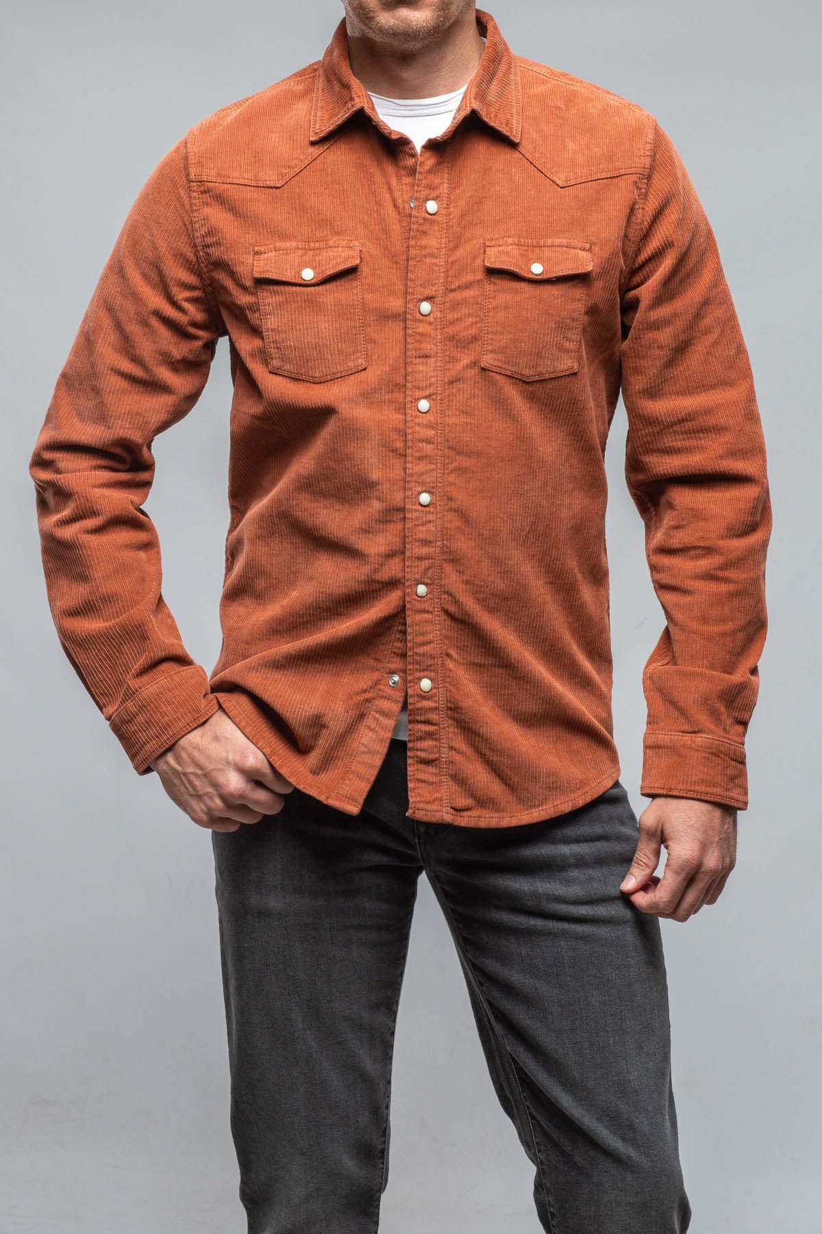 Brooks Corduroy Snap Shirt In Coccio | Mens - Shirts | Axels Premium Denim