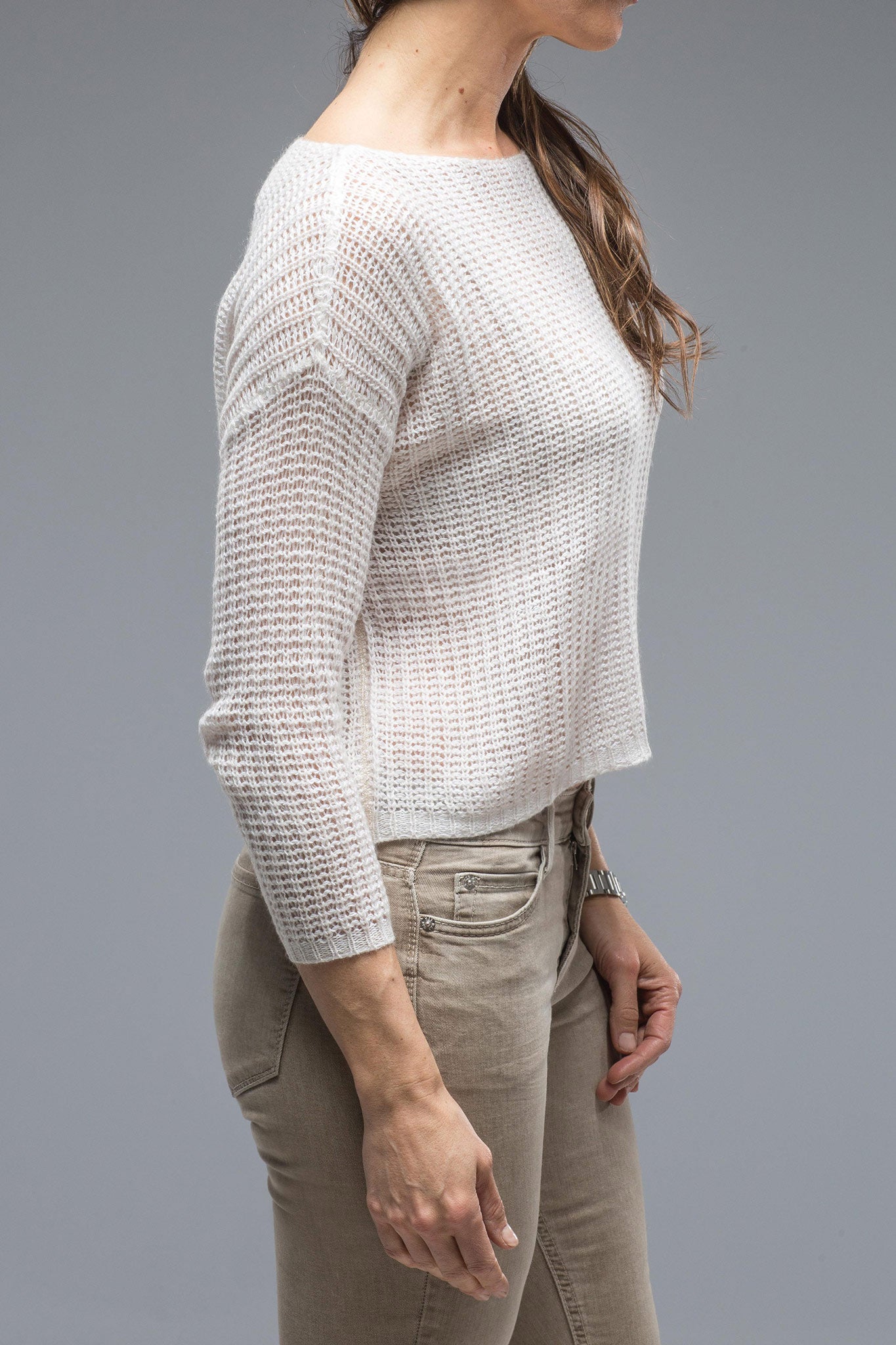 Faye Cropped Sweater In Cream | Ladies - Sweaters | Henry Christ