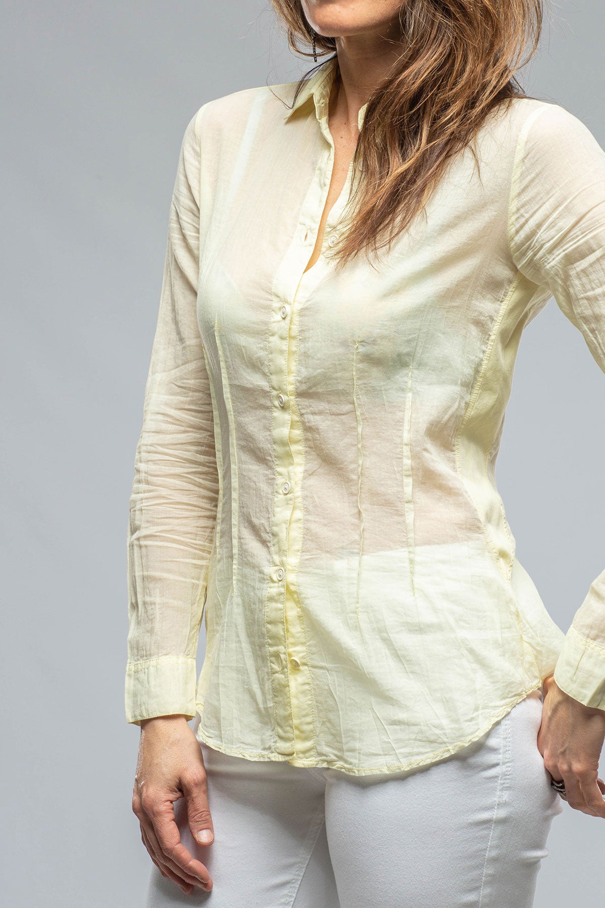European Culture Dessina Darted Shirt In Pale Yellow Ladies - Blouses