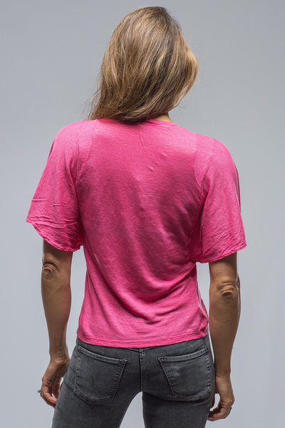European Culture Fia Slub V-Neck Tee In Pink Ladies - Tops