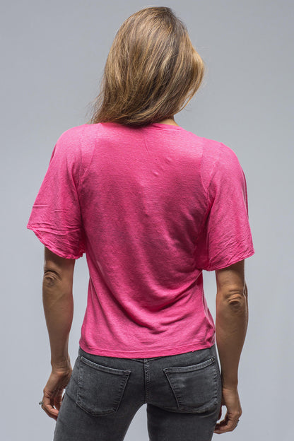 European Culture Fia Slub V-Neck Tee In Pink Ladies - Tops