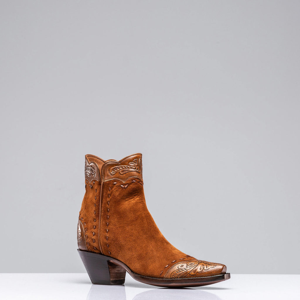 Hand Tooled Calfskin on Suede Zorro | Ladies - Cowboy Boots