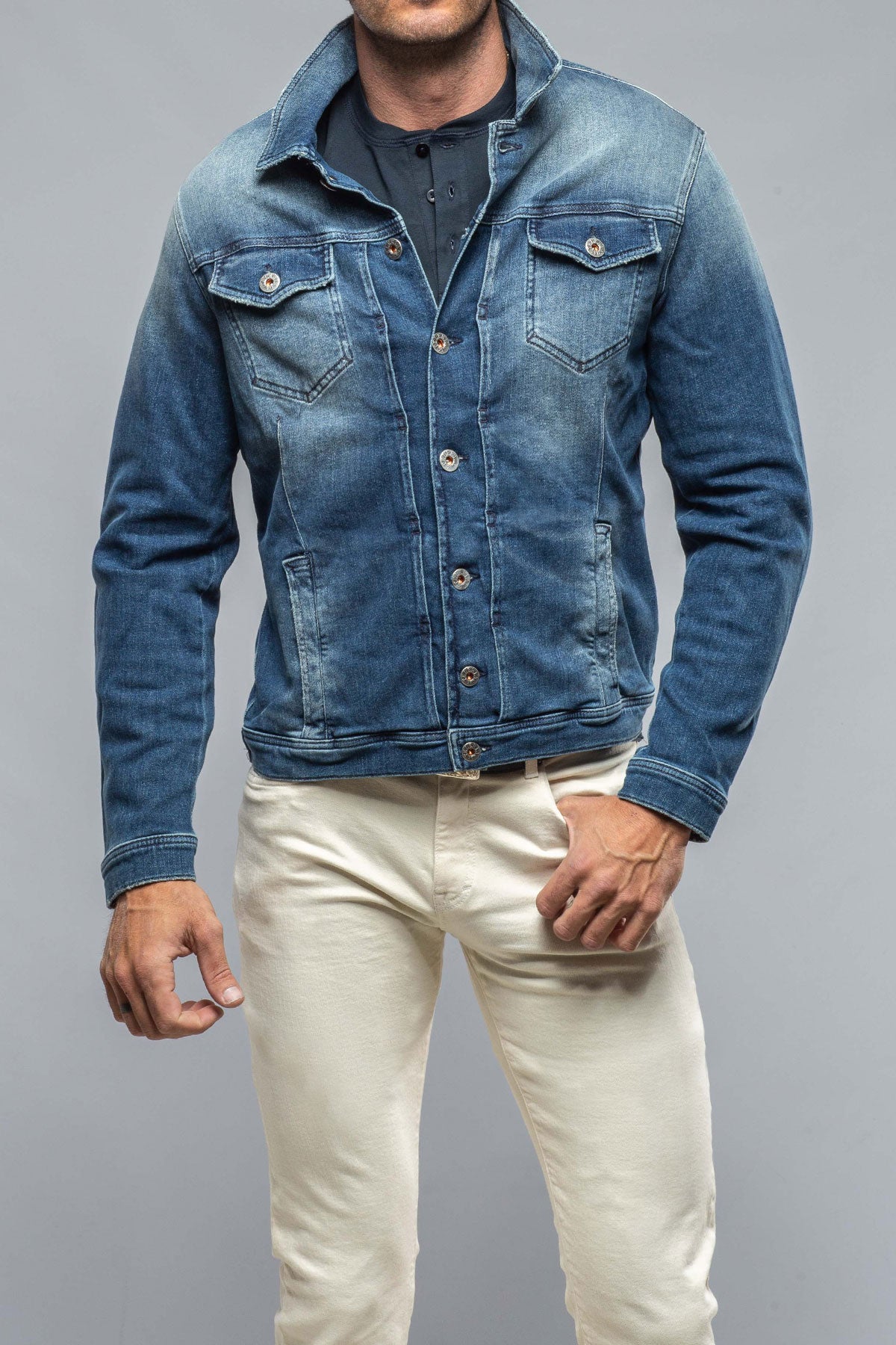 Stretch denim 2024 jacket mens