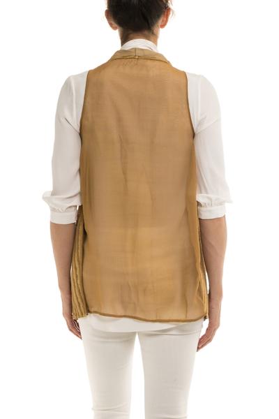 Kalahari Leather/Chiffon Vest in Desert | Ladies - Tops