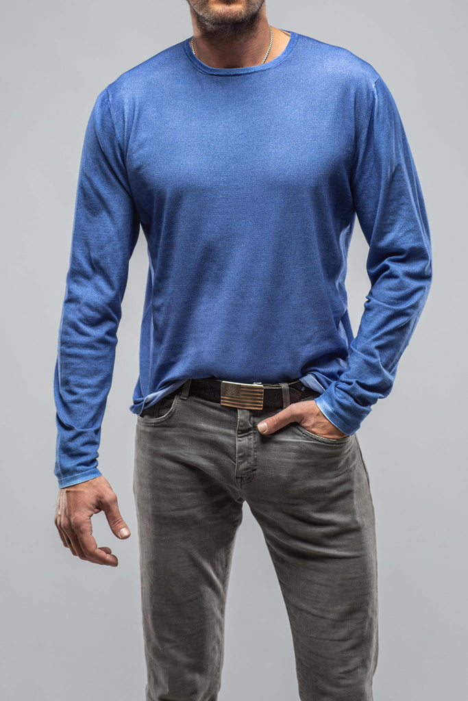 Charleston Stretch Crew Neck In Blue | Mens - Sweaters