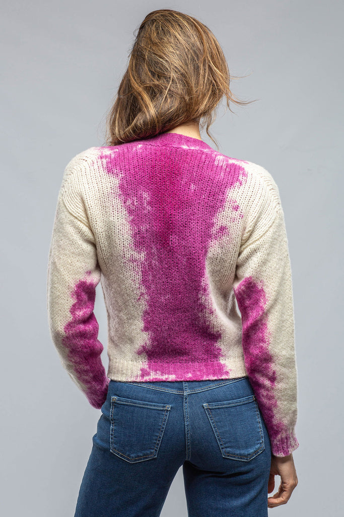 Chiara Cropped V-Neck Cardigan W/ Stains In Fucsia | Ladies - Sweaters