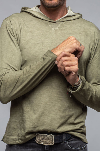 Gimo's Cotton Ventura Hooded Tee in Moss Mens - Shirts - T-Shirts