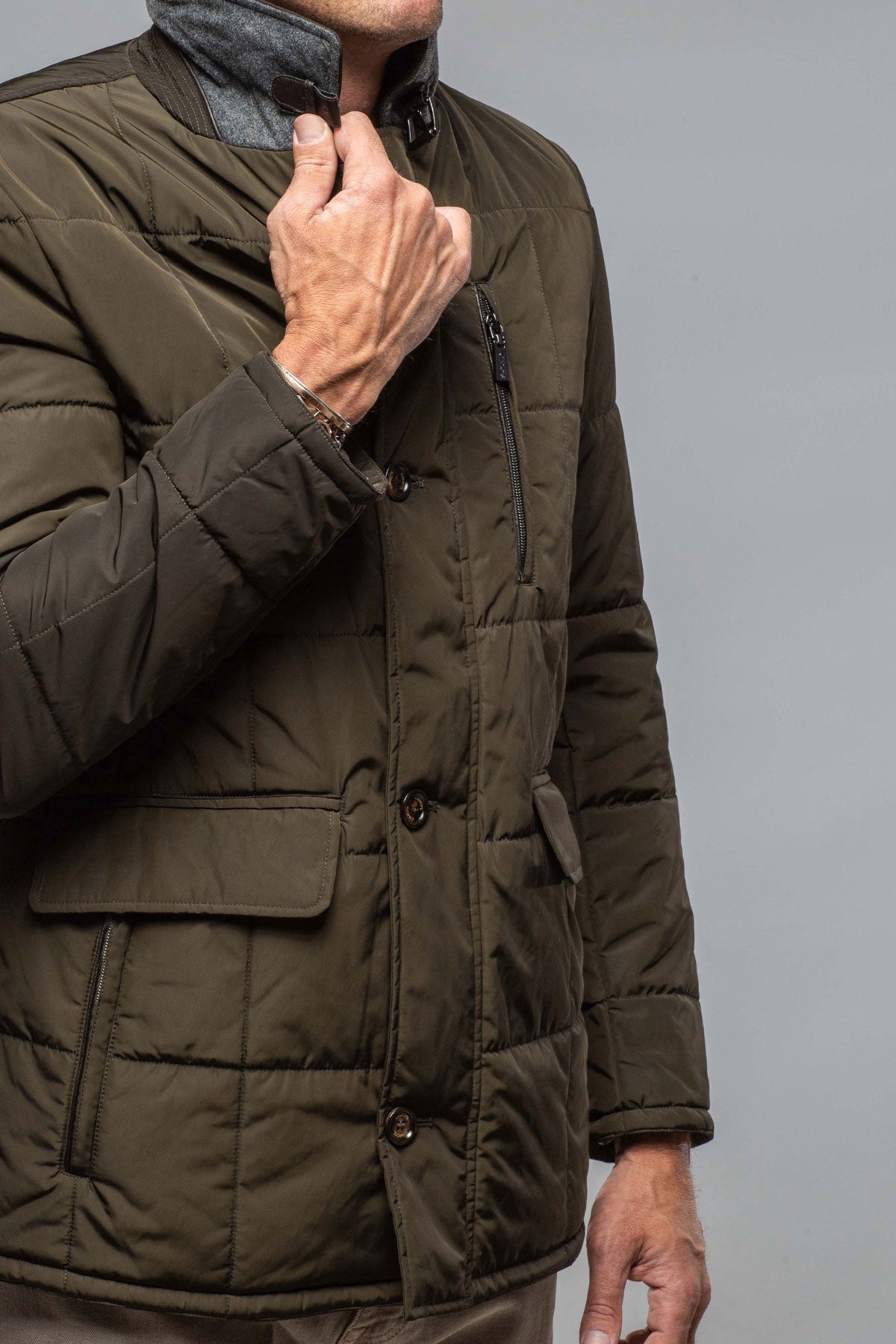 Gimo's Edison Quilted Jacket In Olive Warehouse - Mens - Outerwear - Cloth