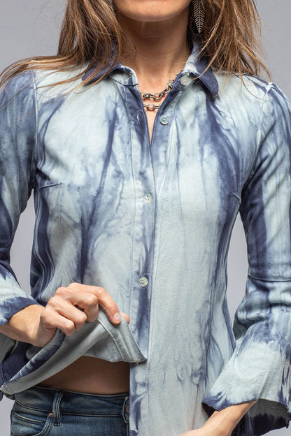 Roncarati Enchantment Flamenco Sleeve Shirt In Royal Ice Ladies - Outerwear - Leather