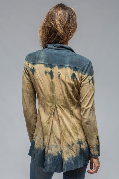 Roncarati Olivia Canyon Tie Dye Long Suede Shirt Ladies - Outerwear - Leather