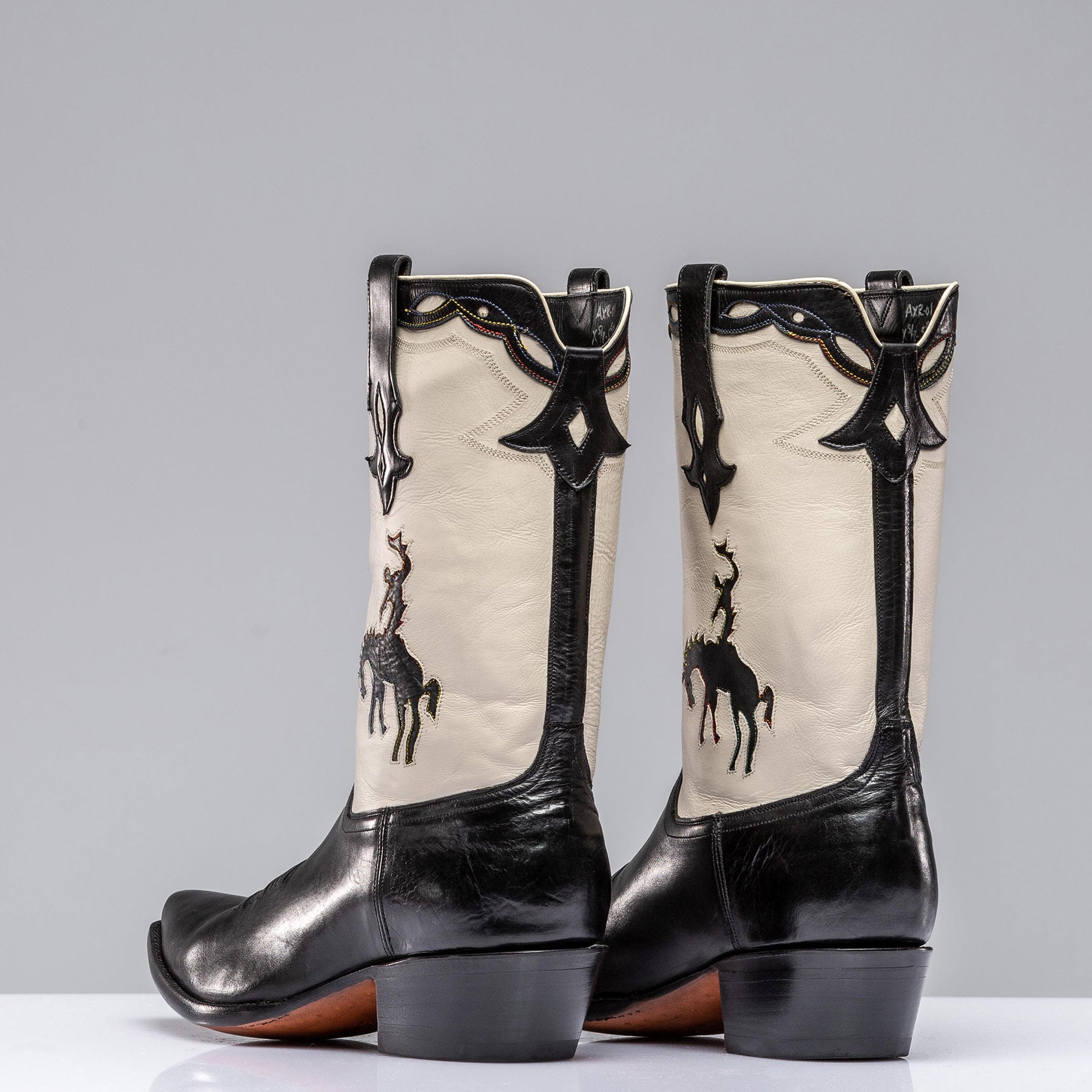 Stallion Boots Big Bronc Boot In White And Black Mens - Cowboy Boots