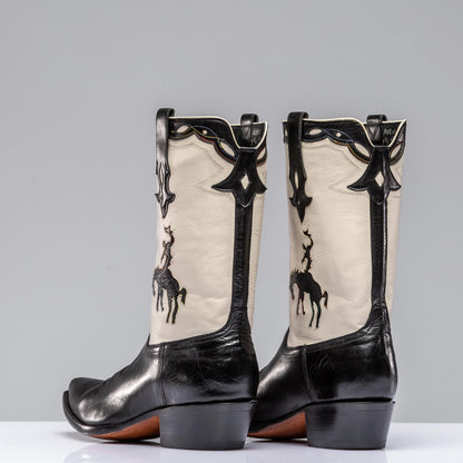 Stallion Boots Big Bronc Boot In White And Black Mens - Cowboy Boots
