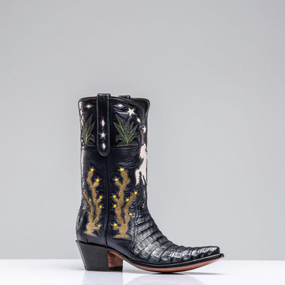 Stallion Boots Inlaid Western Boot In Navy Ladies - Cowboy Boots