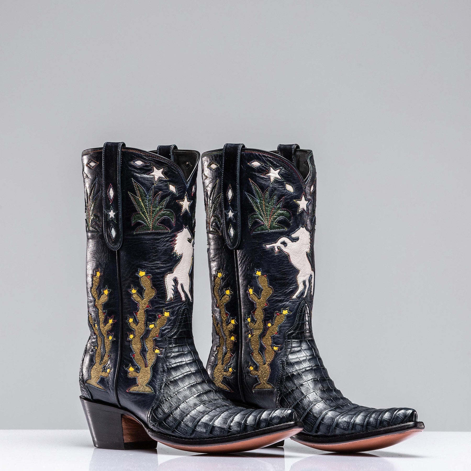 Stallion Boots Inlaid Western Boot In Navy Ladies - Cowboy Boots