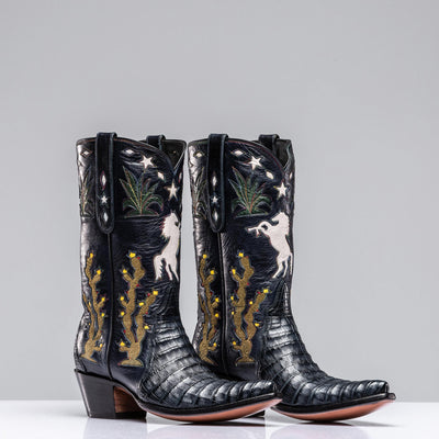 Stallion Boots Inlaid Western Boot In Navy Ladies - Cowboy Boots