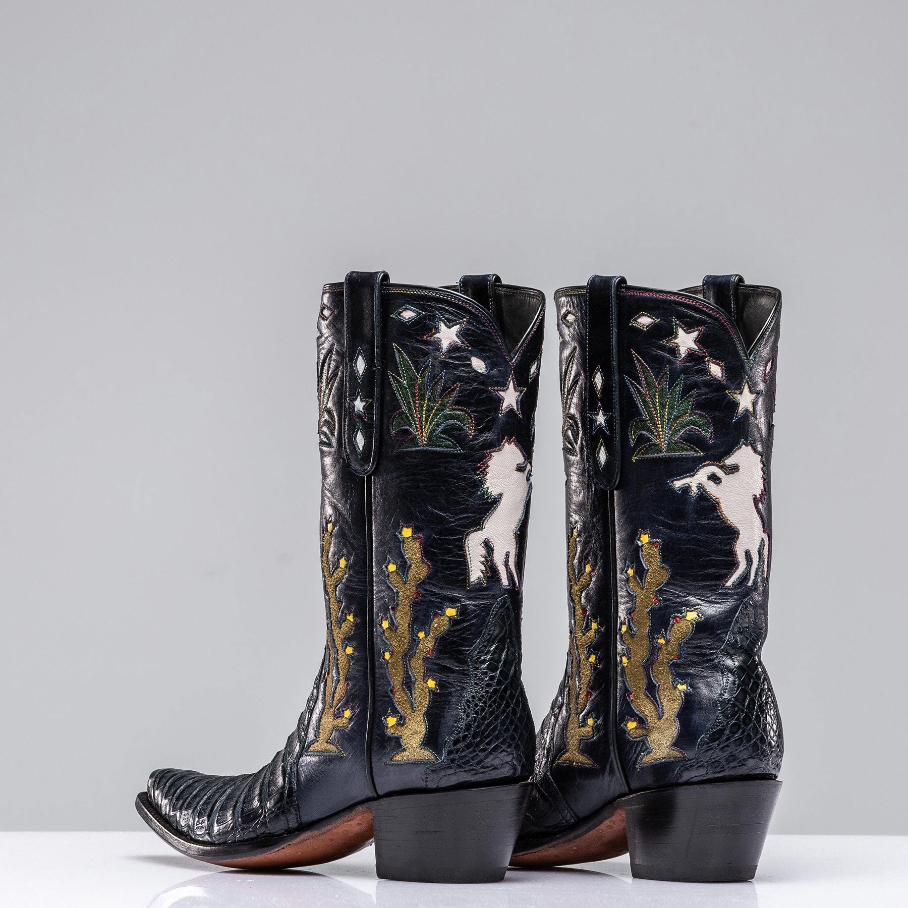 Stallion Boots Inlaid Western Boot In Navy Ladies - Cowboy Boots