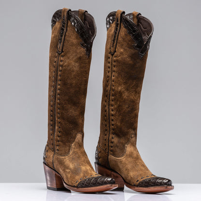 Stallion Boots Tall Distressed Camel Boot Ladies - Cowboy Boots